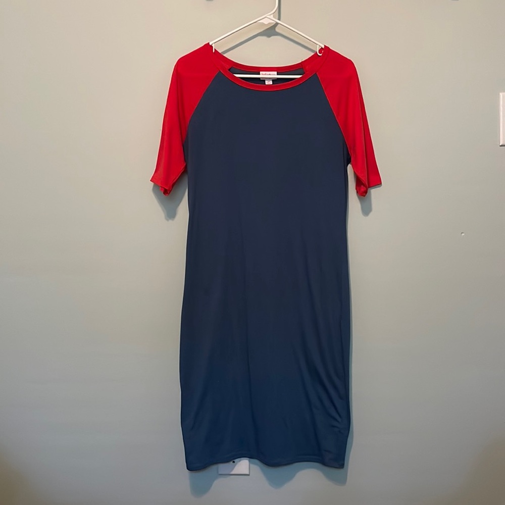 LuLaRoe T-Shirt Dress - Blue/Red